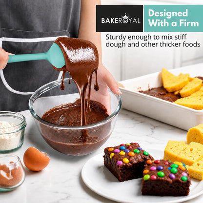Silicone Spatula Set, 600°F Heat Resistant, 4 Piece BPA-Free Food Grade Silicone Kitchen Utensils Set for Baking, Cooking & Mixing, Non Stick Silicone Cooking Utensils Set - Aqua