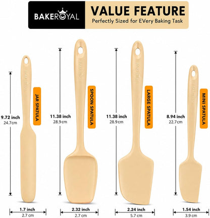 Silicone Spatula Set, 600°F Heat Resistant, 4 Piece BPA-Free Food Grade Silicone Kitchen Utensils Set for Baking, Cooking & Mixing, Non Stick Silicone Cooking Utensils Set - Aqua