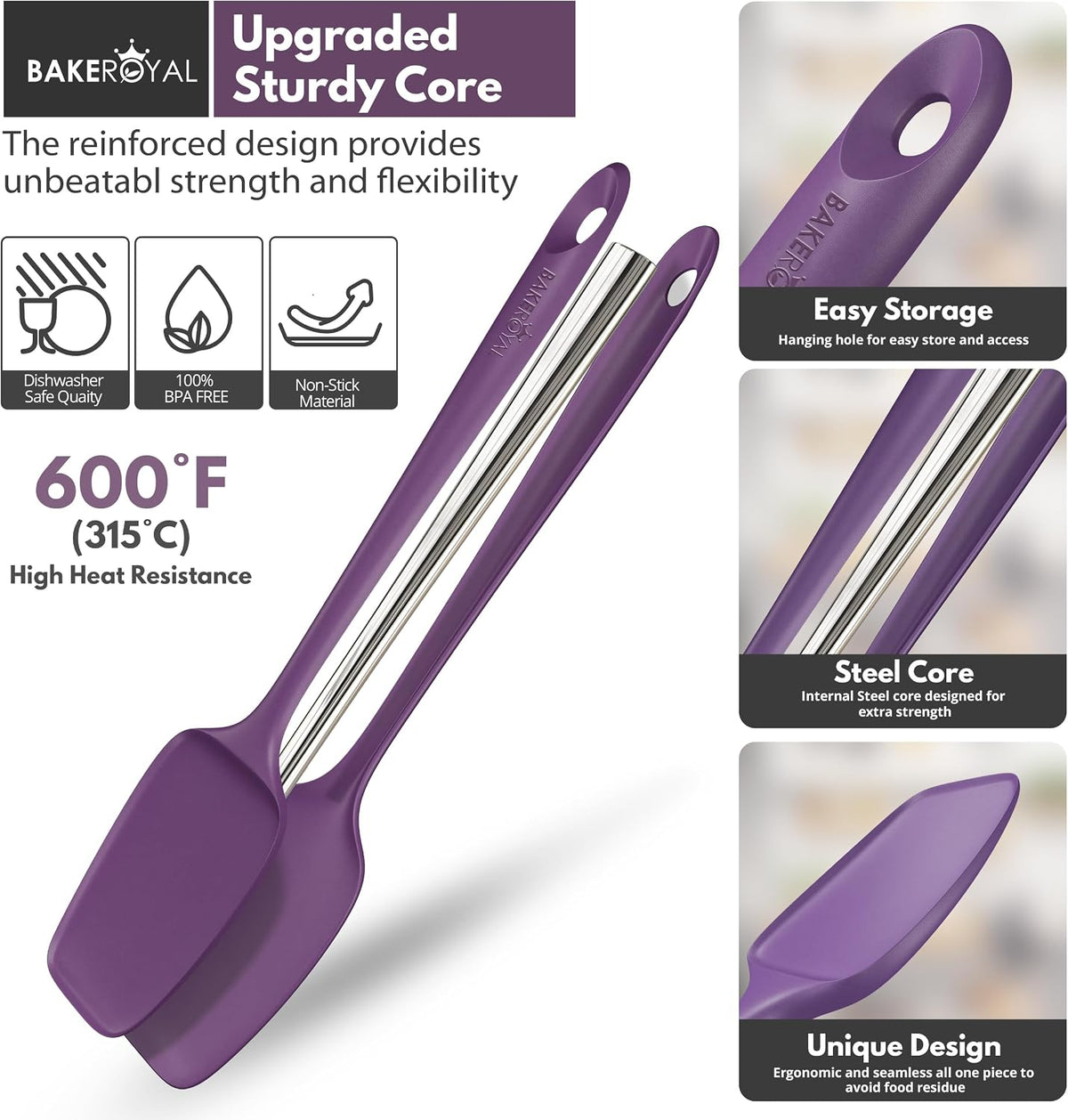 Silicone Spatula Set, 600°F Heat Resistant, 4 Piece BPA-Free Food Grade Silicone Kitchen Utensils Set for Baking, Cooking & Mixing, Non Stick Silicone Cooking Utensils Set - Aqua