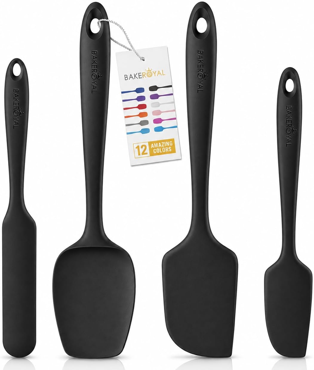 Silicone Spatula Set, 600°F Heat Resistant, 4 Piece BPA-Free Food Grade Silicone Kitchen Utensils Set for Baking, Cooking & Mixing, Non Stick Silicone Cooking Utensils Set - Aqua