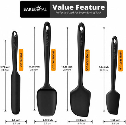 Silicone Spatula Set, 600°F Heat Resistant, 4 Piece BPA-Free Food Grade Silicone Kitchen Utensils Set for Baking, Cooking & Mixing, Non Stick Silicone Cooking Utensils Set - Aqua