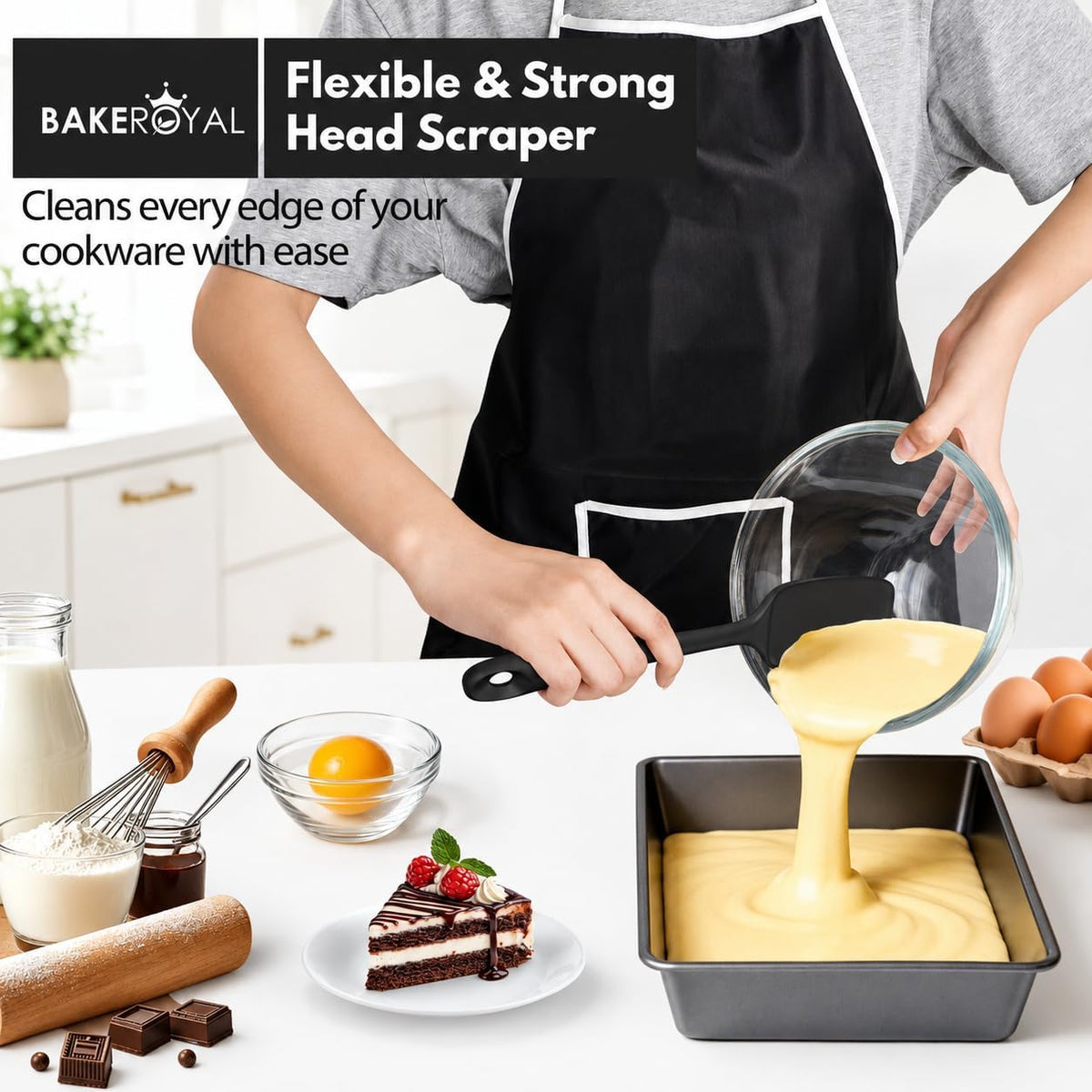 Silicone Spatula Set, 600°F Heat Resistant, 4 Piece BPA-Free Food Grade Silicone Kitchen Utensils Set for Baking, Cooking & Mixing, Non Stick Silicone Cooking Utensils Set - Aqua