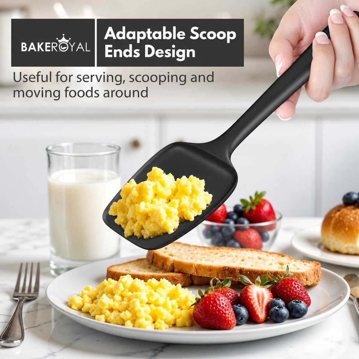 Silicone Spatula Set, 600°F Heat Resistant, 4 Piece BPA-Free Food Grade Silicone Kitchen Utensils Set for Baking, Cooking & Mixing, Non Stick Silicone Cooking Utensils Set - Aqua