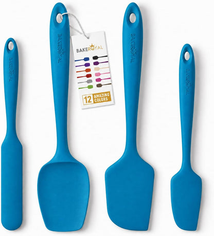 Silicone Spatula Set, 600°F Heat Resistant, 4 Piece BPA-Free Food Grade Silicone Kitchen Utensils Set for Baking, Cooking & Mixing, Non Stick Silicone Cooking Utensils Set - Aqua