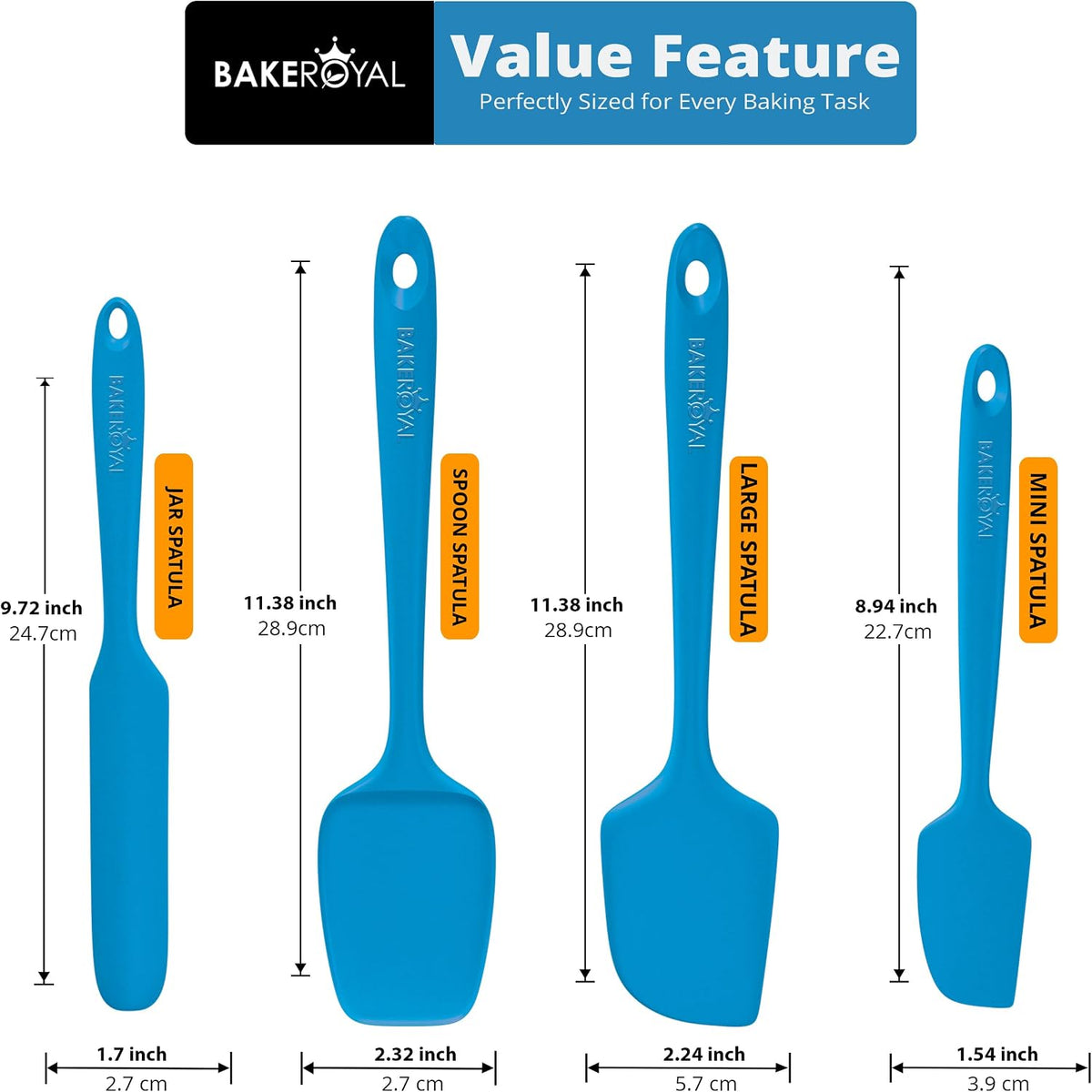 Silicone Spatula Set, 600°F Heat Resistant, 4 Piece BPA-Free Food Grade Silicone Kitchen Utensils Set for Baking, Cooking & Mixing, Non Stick Silicone Cooking Utensils Set - Aqua