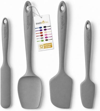 Silicone Spatula Set, 600°F Heat Resistant, 4 Piece BPA-Free Food Grade Silicone Kitchen Utensils Set for Baking, Cooking & Mixing, Non Stick Silicone Cooking Utensils Set - Aqua