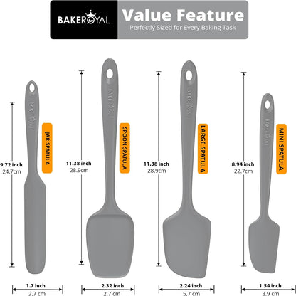 Silicone Spatula Set, 600°F Heat Resistant, 4 Piece BPA-Free Food Grade Silicone Kitchen Utensils Set for Baking, Cooking & Mixing, Non Stick Silicone Cooking Utensils Set - Aqua
