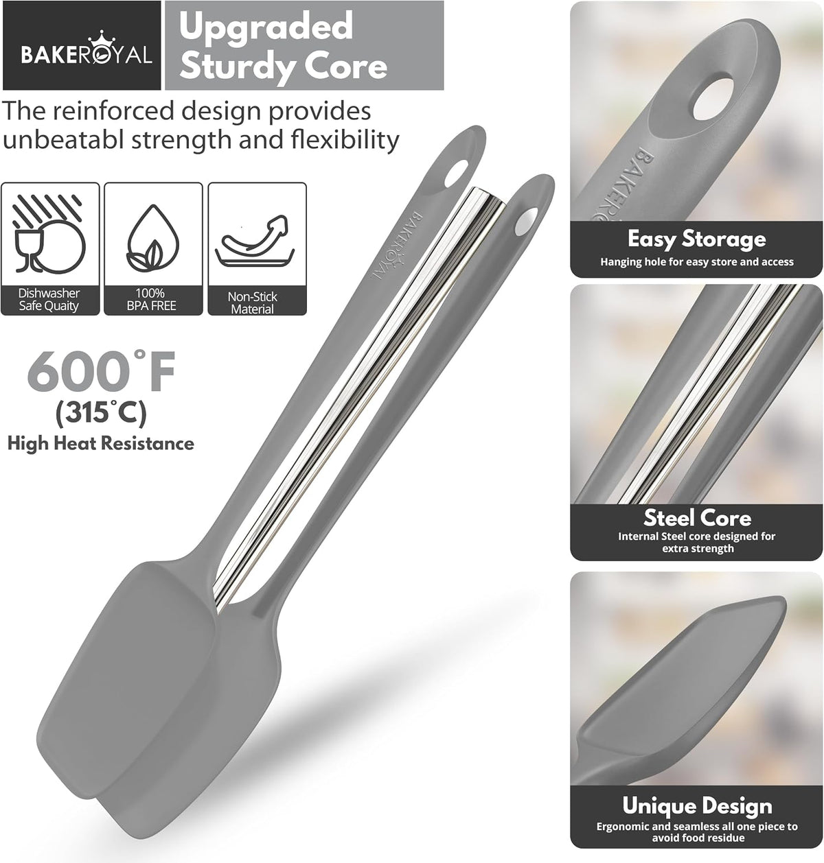 Silicone Spatula Set, 600°F Heat Resistant, 4 Piece BPA-Free Food Grade Silicone Kitchen Utensils Set for Baking, Cooking & Mixing, Non Stick Silicone Cooking Utensils Set - Aqua