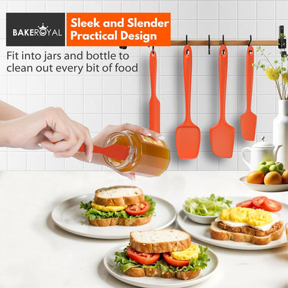 Silicone Spatula Set, 600°F Heat Resistant, 4 Piece BPA-Free Food Grade Silicone Kitchen Utensils Set for Baking, Cooking & Mixing, Non Stick Silicone Cooking Utensils Set - Aqua