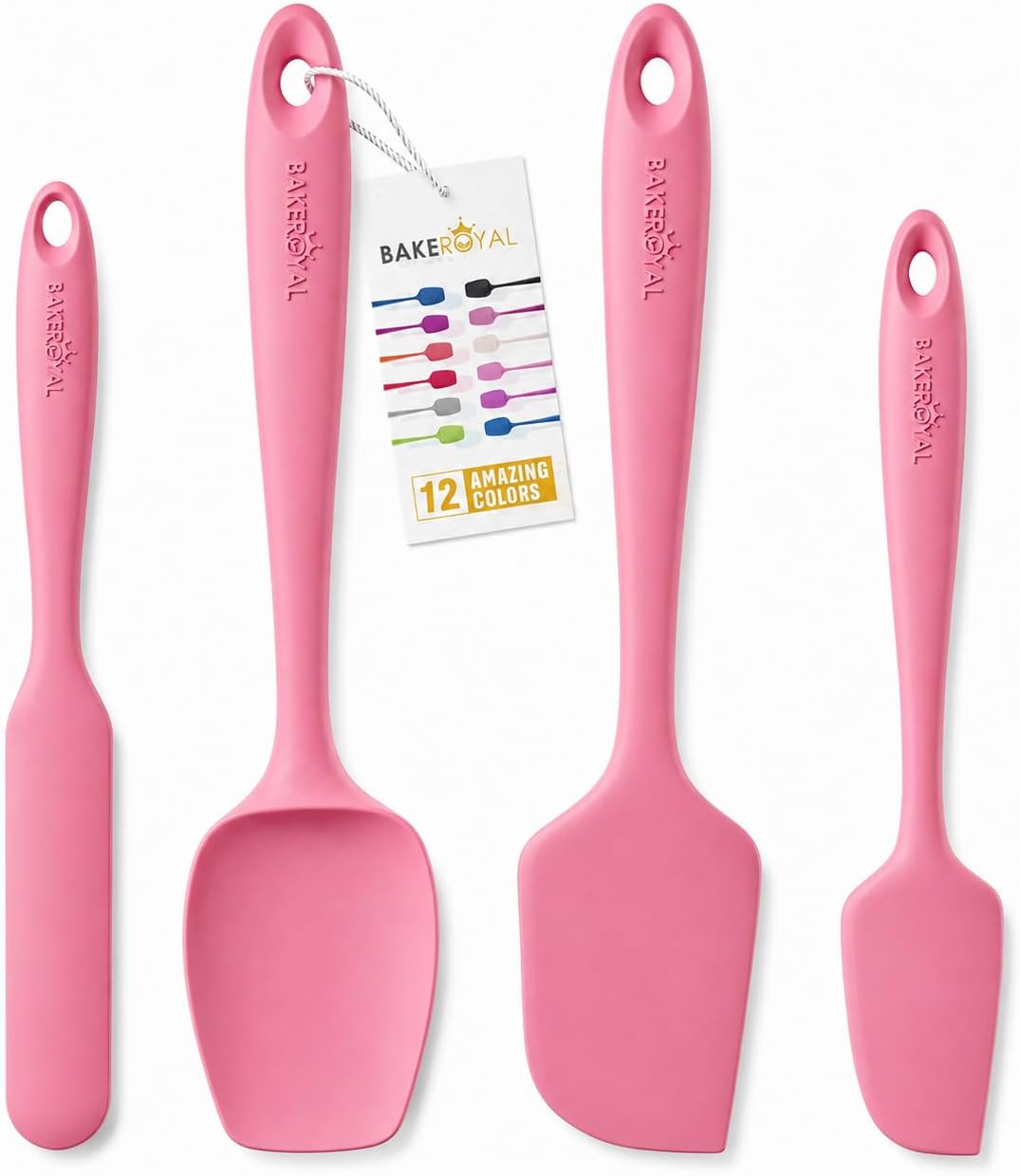 Silicone Spatula Set, 600°F Heat Resistant, 4 Piece BPA-Free Food Grade Silicone Kitchen Utensils Set for Baking, Cooking & Mixing, Non Stick Silicone Cooking Utensils Set - Aqua