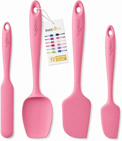 Silicone Spatula Set, 600°F Heat Resistant, 4 Piece BPA-Free Food Grade Silicone Kitchen Utensils Set for Baking, Cooking & Mixing, Non Stick Silicone Cooking Utensils Set - Aqua