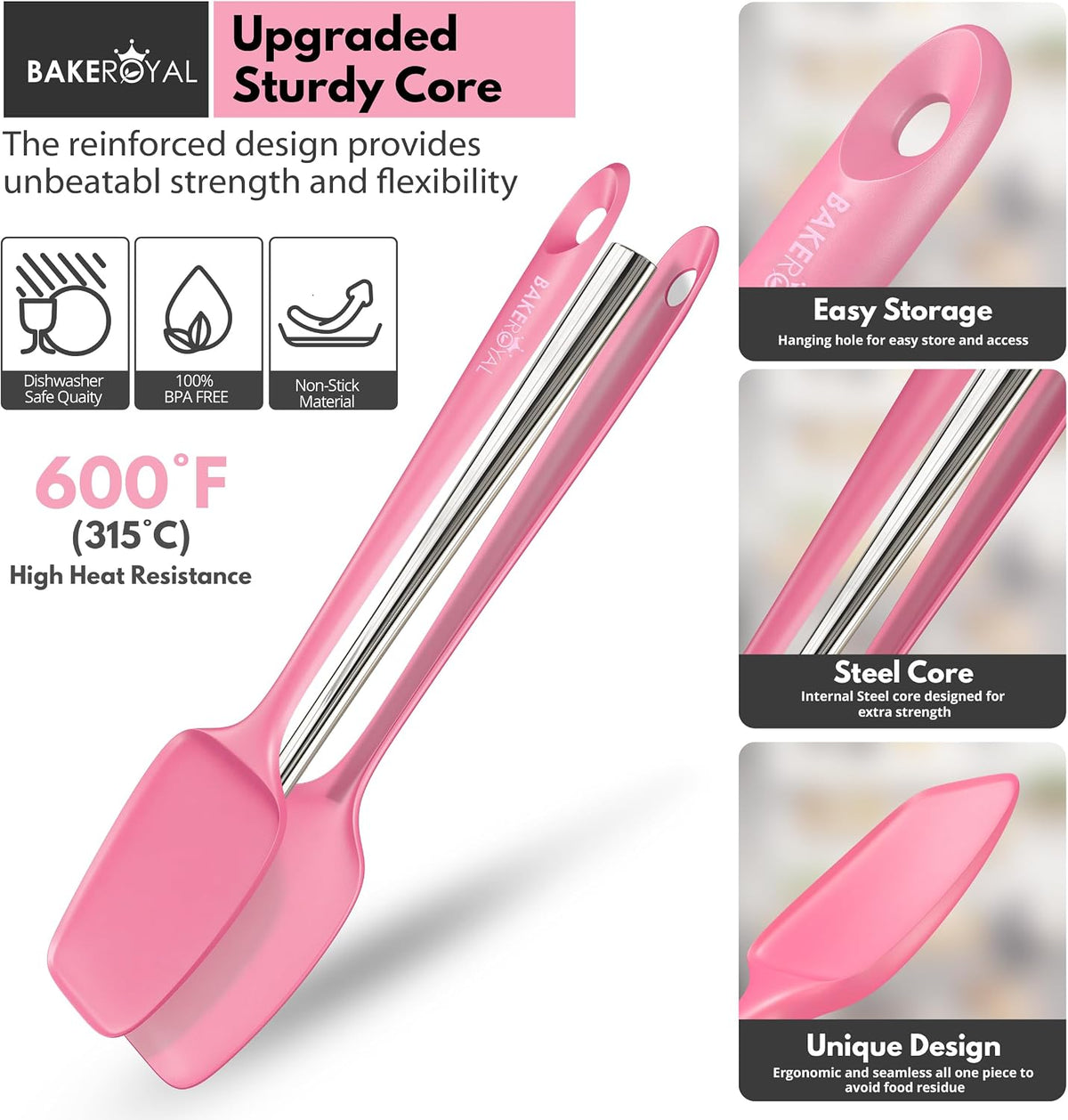 Silicone Spatula Set, 600°F Heat Resistant, 4 Piece BPA-Free Food Grade Silicone Kitchen Utensils Set for Baking, Cooking & Mixing, Non Stick Silicone Cooking Utensils Set - Aqua