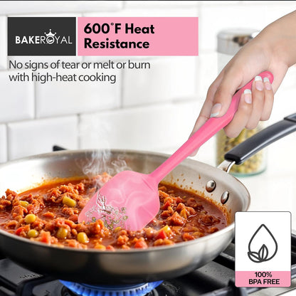 Silicone Spatula Set, 600°F Heat Resistant, 4 Piece BPA-Free Food Grade Silicone Kitchen Utensils Set for Baking, Cooking & Mixing, Non Stick Silicone Cooking Utensils Set - Aqua