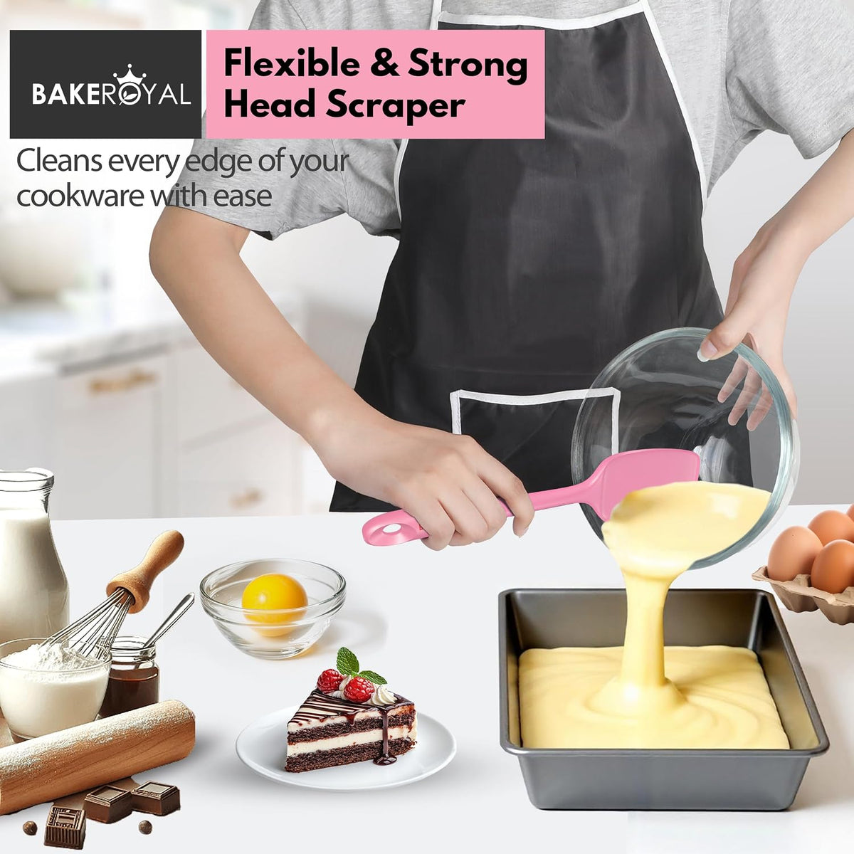Silicone Spatula Set, 600°F Heat Resistant, 4 Piece BPA-Free Food Grade Silicone Kitchen Utensils Set for Baking, Cooking & Mixing, Non Stick Silicone Cooking Utensils Set - Aqua