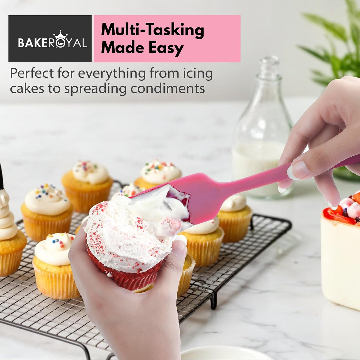 Silicone Spatula Set, 600°F Heat Resistant, 4 Piece BPA-Free Food Grade Silicone Kitchen Utensils Set for Baking, Cooking & Mixing, Non Stick Silicone Cooking Utensils Set - Aqua