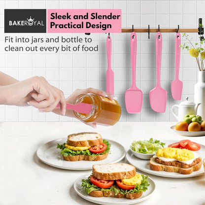 Silicone Spatula Set, 600°F Heat Resistant, 4 Piece BPA-Free Food Grade Silicone Kitchen Utensils Set for Baking, Cooking & Mixing, Non Stick Silicone Cooking Utensils Set - Aqua