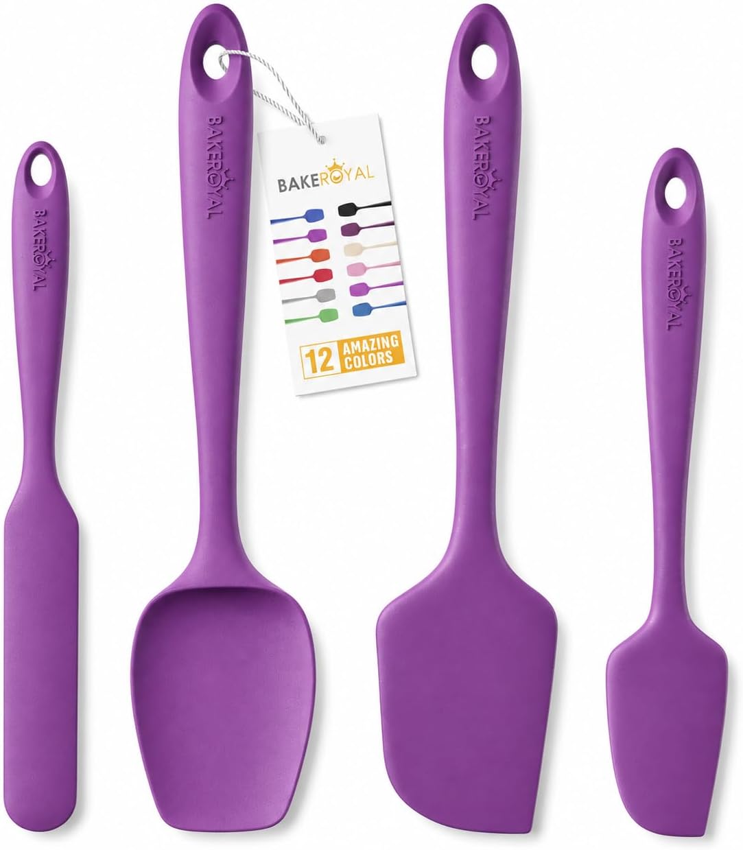 Silicone Spatula Set, 600°F Heat Resistant, 4 Piece BPA-Free Food Grade Silicone Kitchen Utensils Set for Baking, Cooking & Mixing, Non Stick Silicone Cooking Utensils Set - Aqua