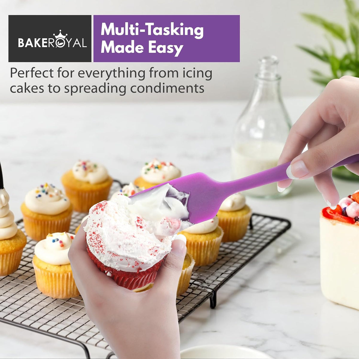 Silicone Spatula Set, 600°F Heat Resistant, 4 Piece BPA-Free Food Grade Silicone Kitchen Utensils Set for Baking, Cooking & Mixing, Non Stick Silicone Cooking Utensils Set - Aqua