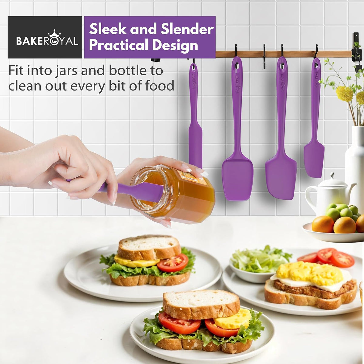 Silicone Spatula Set, 600°F Heat Resistant, 4 Piece BPA-Free Food Grade Silicone Kitchen Utensils Set for Baking, Cooking & Mixing, Non Stick Silicone Cooking Utensils Set - Aqua
