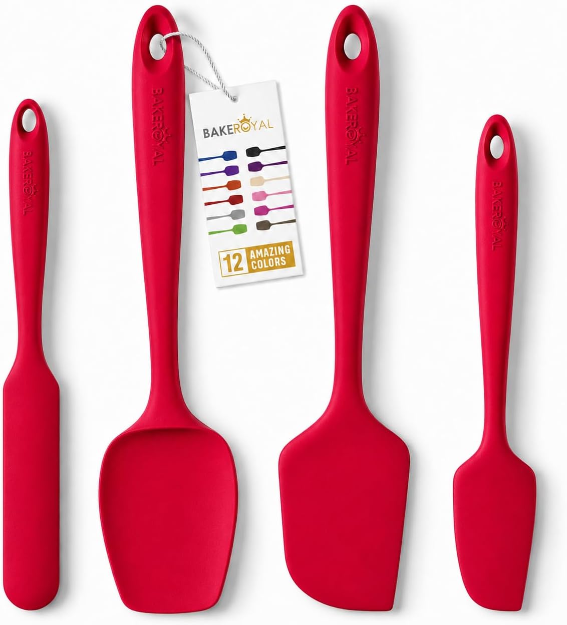 Silicone Spatula Set, 600°F Heat Resistant, 4 Piece BPA-Free Food Grade Silicone Kitchen Utensils Set for Baking, Cooking & Mixing, Non Stick Silicone Cooking Utensils Set - Aqua