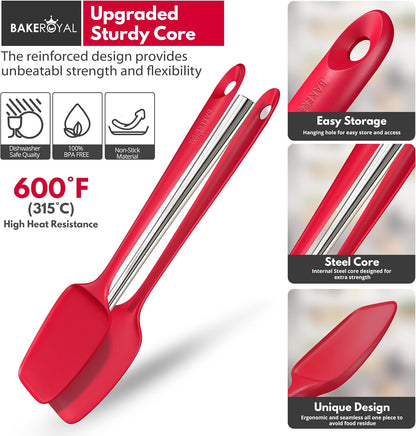 Silicone Spatula Set, 600°F Heat Resistant, 4 Piece BPA-Free Food Grade Silicone Kitchen Utensils Set for Baking, Cooking & Mixing, Non Stick Silicone Cooking Utensils Set - Aqua