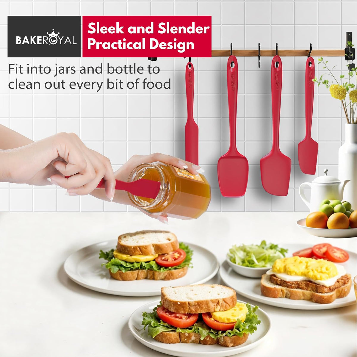 Silicone Spatula Set, 600°F Heat Resistant, 4 Piece BPA-Free Food Grade Silicone Kitchen Utensils Set for Baking, Cooking & Mixing, Non Stick Silicone Cooking Utensils Set - Aqua