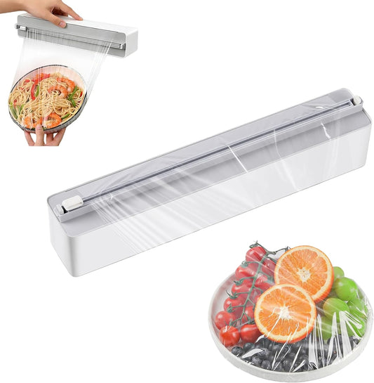 Magnetic Plastic Wrap Dispenser with Cutter for Kitchen.
