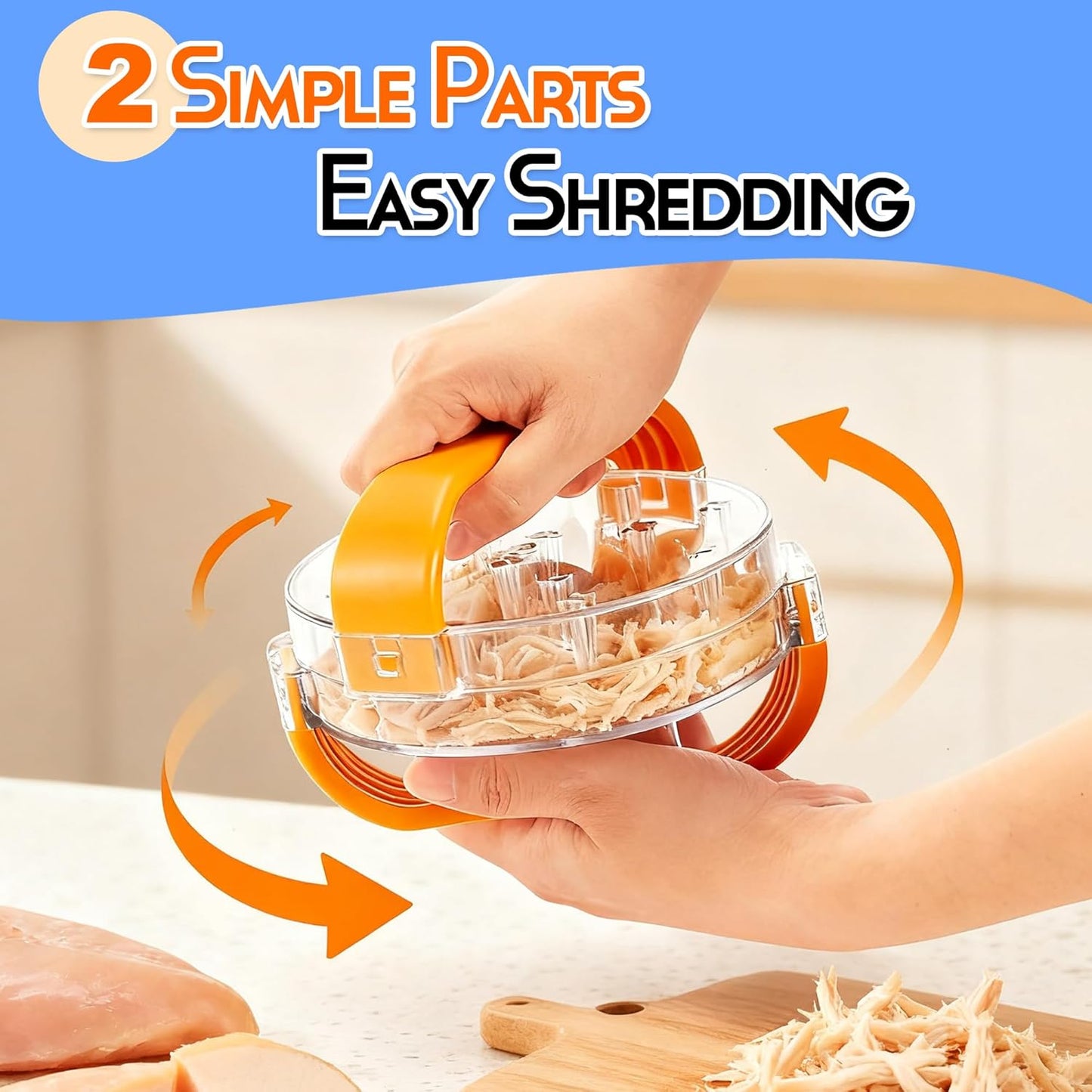 NonSlip Chicken Shredder Tool Twist, Clear Meat Shredder | NonSlip Twist Shredding in Seconds, No Spike Broken, Visible Shredding for Chicken Breast Meat Beef, Time Saver, BPA Free
