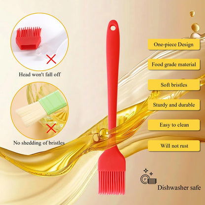 Silicone Basting Pastry Brush, 3 PCS Heat Resistant Food Brush, Food Brush Suitable for BBQ Grill and Baking, Dishwasher Safe (3 Colors)