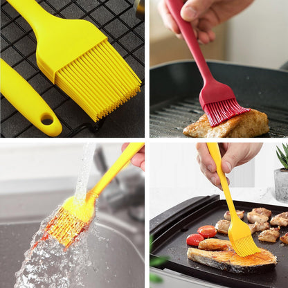 Silicone Basting Pastry Brush, 3 PCS Heat Resistant Food Brush, Food Brush Suitable for BBQ Grill and Baking, Dishwasher Safe (3 Colors)