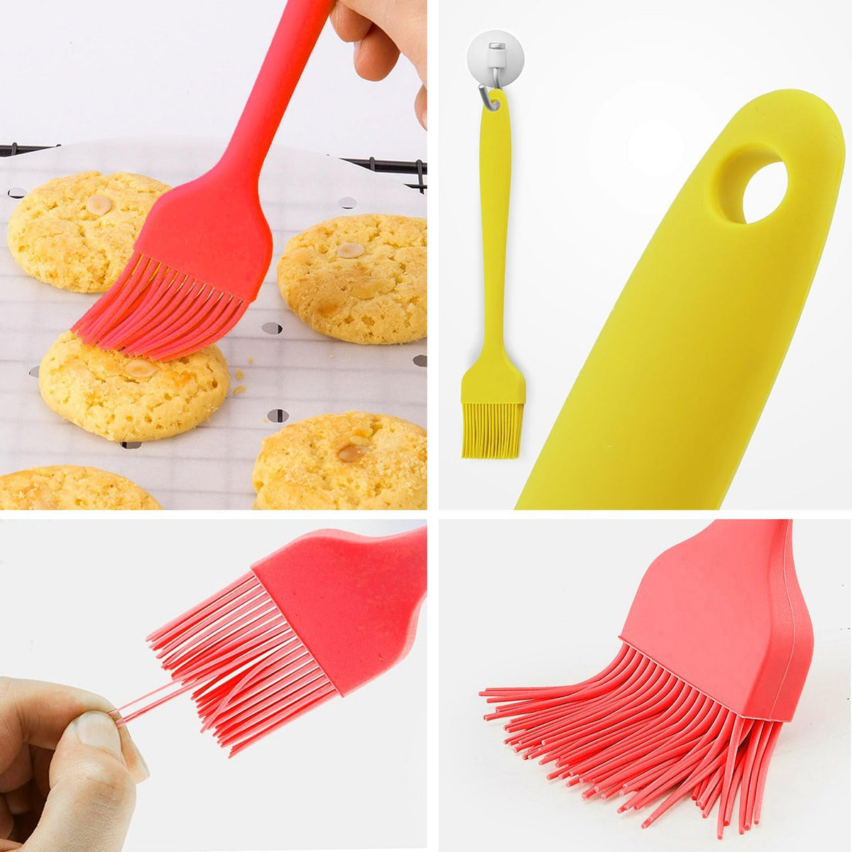 Silicone Basting Pastry Brush, 3 PCS Heat Resistant Food Brush, Food Brush Suitable for BBQ Grill and Baking, Dishwasher Safe (3 Colors)
