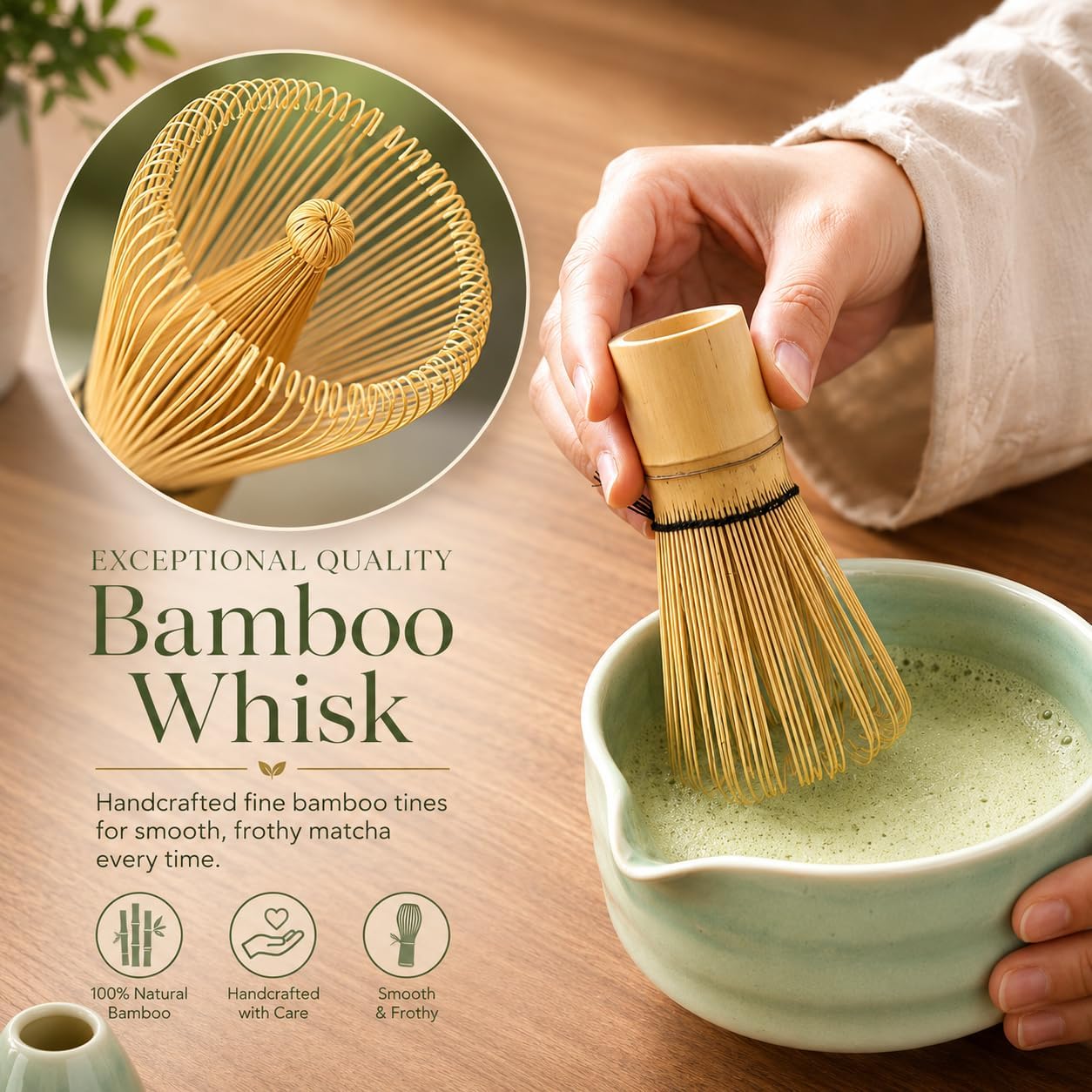 Matcha Set, Matcha Bowl with Spout, Matcha Whisk and Holder, Bamboo matcha Scoop and Stainless Sifter - 5 Pcs Jade Green Matcha Set Kit for Matcha Lover