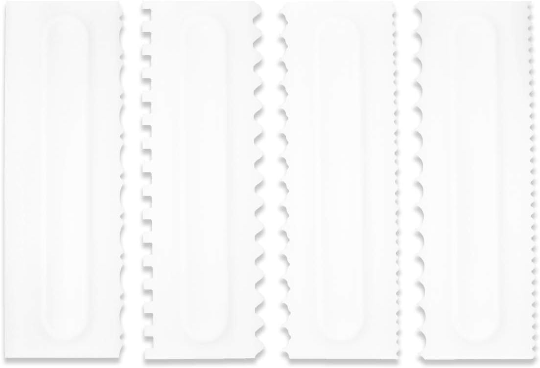 Cake Scraper Set Decorating Comb and Icing Smoother Tool Mousse Butter Cream Cake Edge DIY Tool Plastic Sawtooth Cake Scraper Icing Smoother Comb Set Kitchen Baking Tools Christmas Gift (4 Pack)