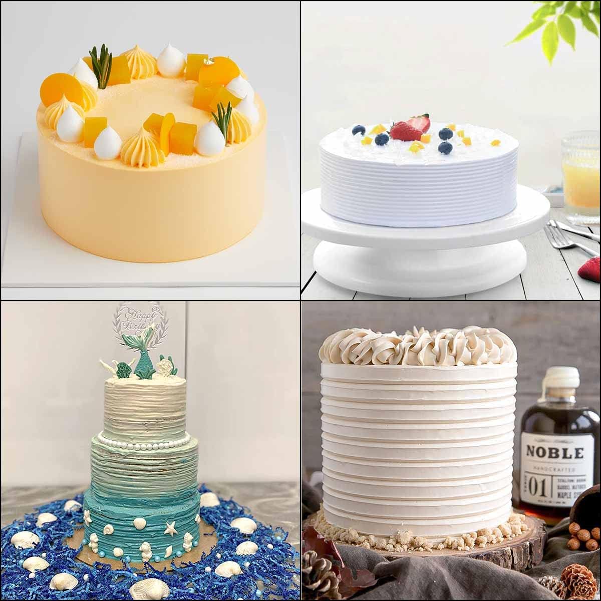 Cake Scraper Set Decorating Comb and Icing Smoother Tool Mousse Butter Cream Cake Edge DIY Tool Plastic Sawtooth Cake Scraper Icing Smoother Comb Set Kitchen Baking Tools Christmas Gift (4 Pack)