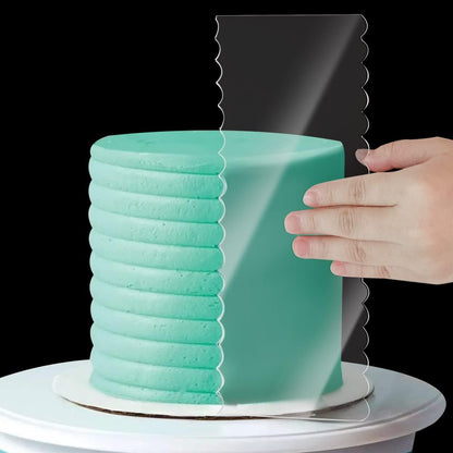 Cake Scraper Set Decorating Comb and Icing Smoother Tool Mousse Butter Cream Cake Edge DIY Tool Plastic Sawtooth Cake Scraper Icing Smoother Comb Set Kitchen Baking Tools Christmas Gift (4 Pack)