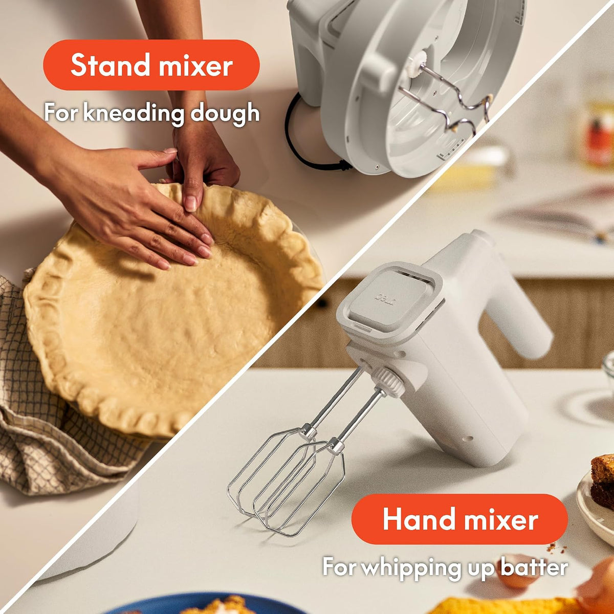 3.5 Qt Hand & Stand Mixer, 2 in 1 Electric Mixer with Bowl, Oatmilk