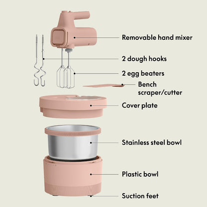 3.5 Qt Hand & Stand Mixer, 2 in 1 Electric Mixer with Bowl, Oatmilk