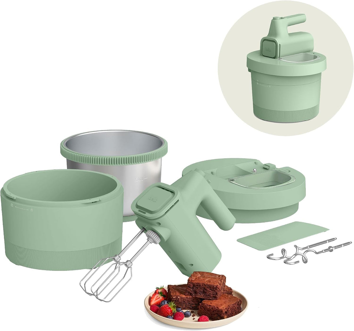 3.5 Qt Hand & Stand Mixer, 2 in 1 Electric Mixer with Bowl, Oatmilk