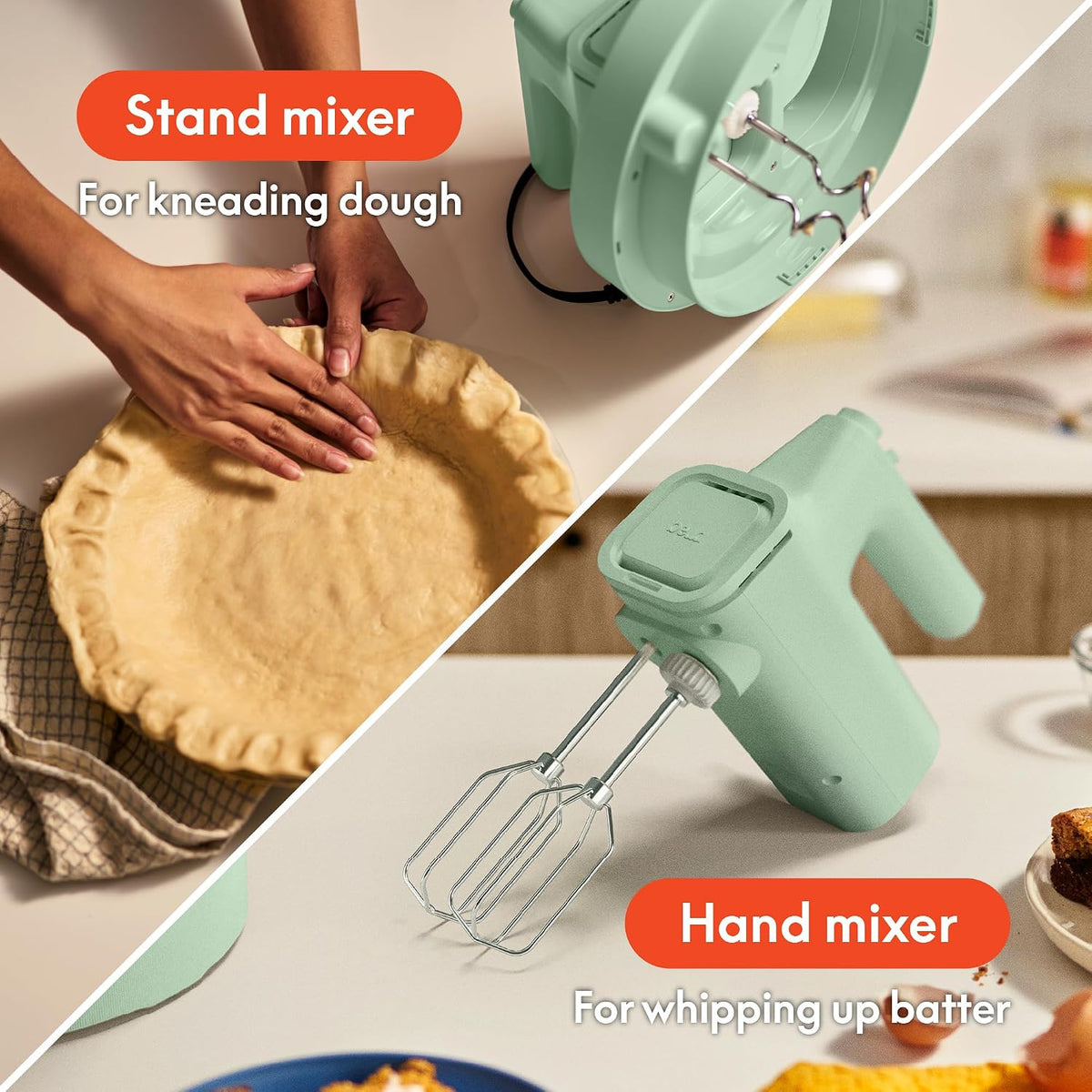 3.5 Qt Hand & Stand Mixer, 2 in 1 Electric Mixer with Bowl, Oatmilk