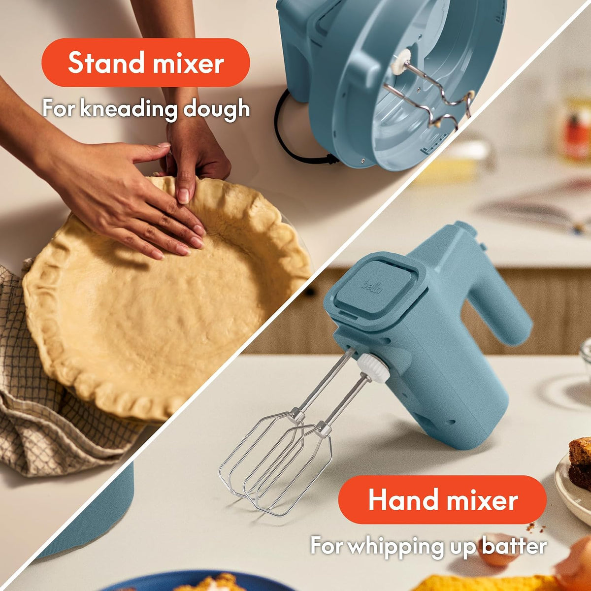 3.5 Qt Hand & Stand Mixer, 2 in 1 Electric Mixer with Bowl, Oatmilk