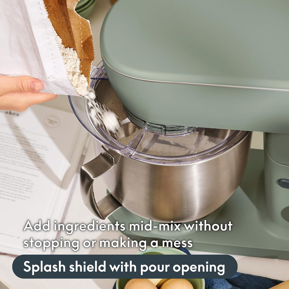 3.5 Qt Hand & Stand Mixer, 2 in 1 Electric Mixer with Bowl, Oatmilk