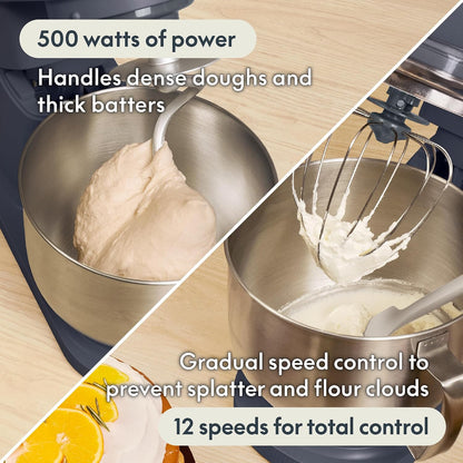 3.5 Qt Hand & Stand Mixer, 2 in 1 Electric Mixer with Bowl, Oatmilk
