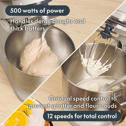 3.5 Qt Hand & Stand Mixer, 2 in 1 Electric Mixer with Bowl, Oatmilk