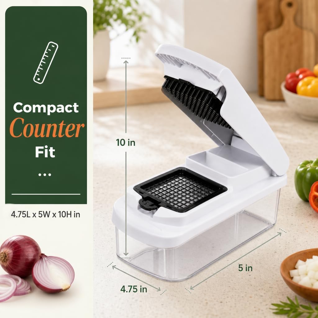Vegetable Chopper, 15-in-1 Food Chopper with Container, Mandoline Slicer Dicer, Onion Chopper, Vegetable Cutter with Interchangeable Blades, Kitchen Gadget for Meal Prep, Fruits Veggies