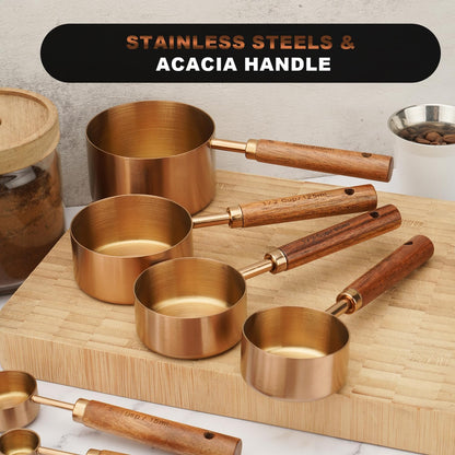 Measuring Cups and Spoons Set with Wood Handles 8PCS