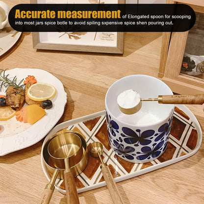 Measuring Cups and Spoons Set with Wood Handles 8PCS