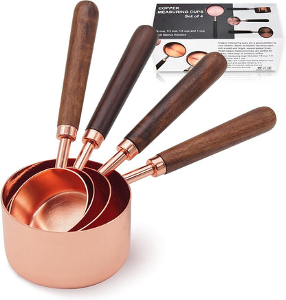 Measuring Cups and Spoons Set with Wood Handles 8PCS
