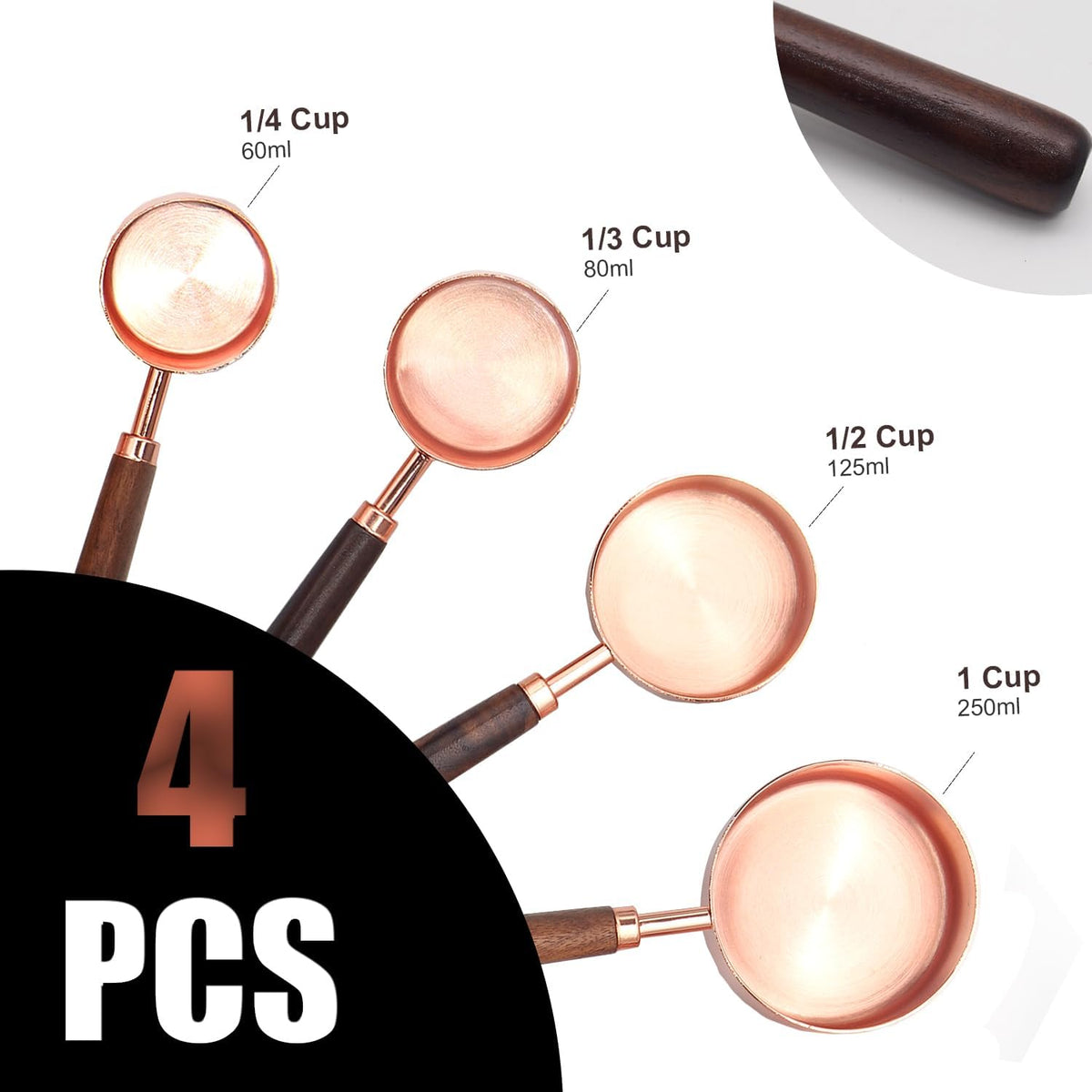 Measuring Cups and Spoons Set with Wood Handles 8PCS
