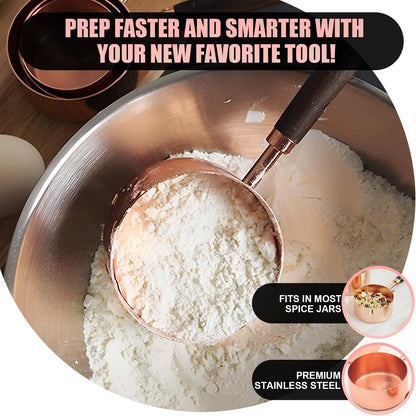 Measuring Cups and Spoons Set with Wood Handles 8PCS