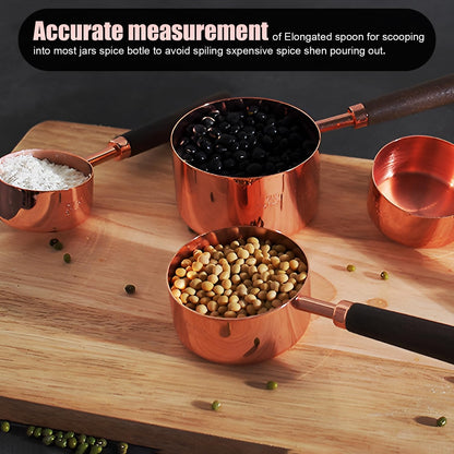 Measuring Cups and Spoons Set with Wood Handles 8PCS